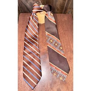 Lot of‎ 2 Vintage 1970s Snapper Ties Sears Men's Store & Regal Geometric